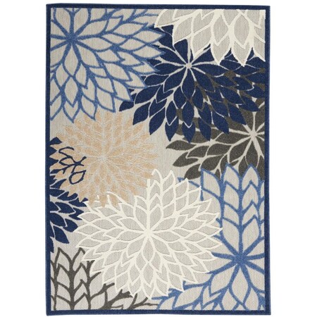 Homeroots 5 x 8 ft. Blue Large Floral Indoor & Outdoor Area Rug 384820